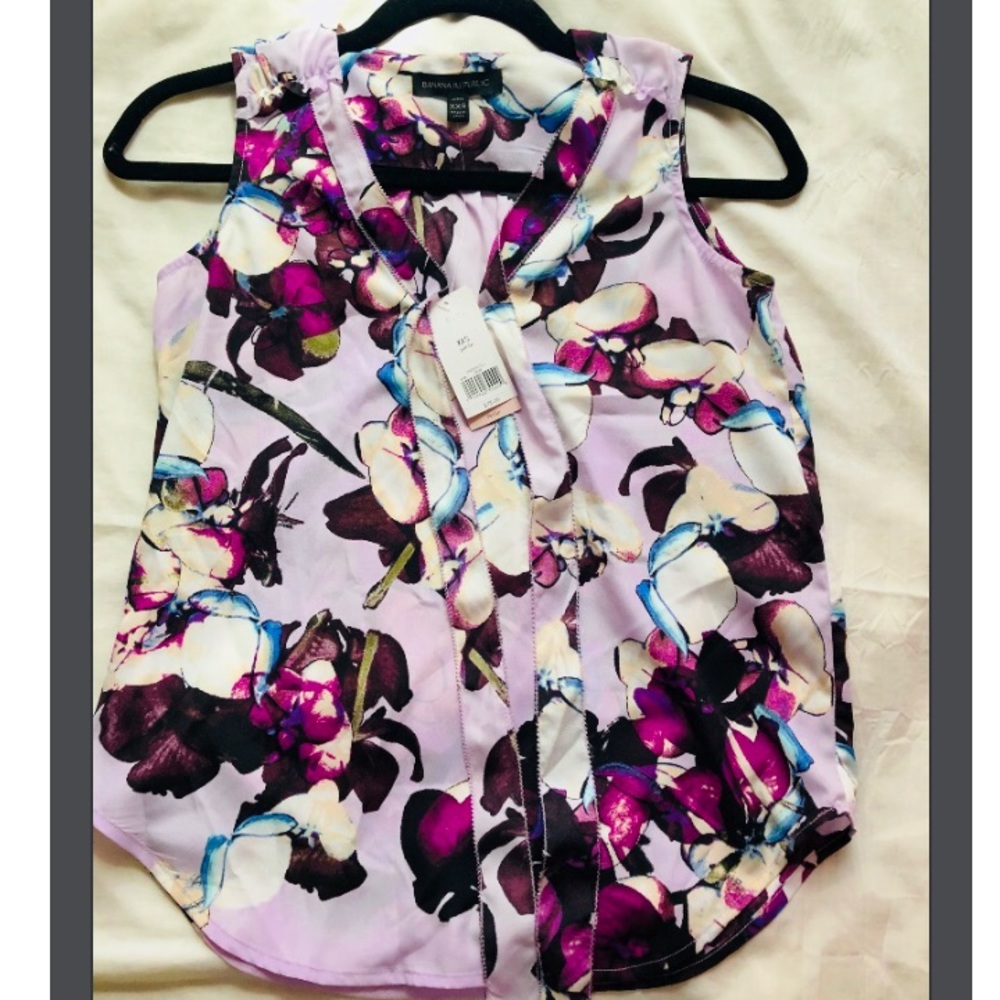 Banana Republic Light Purple Floral Blouse